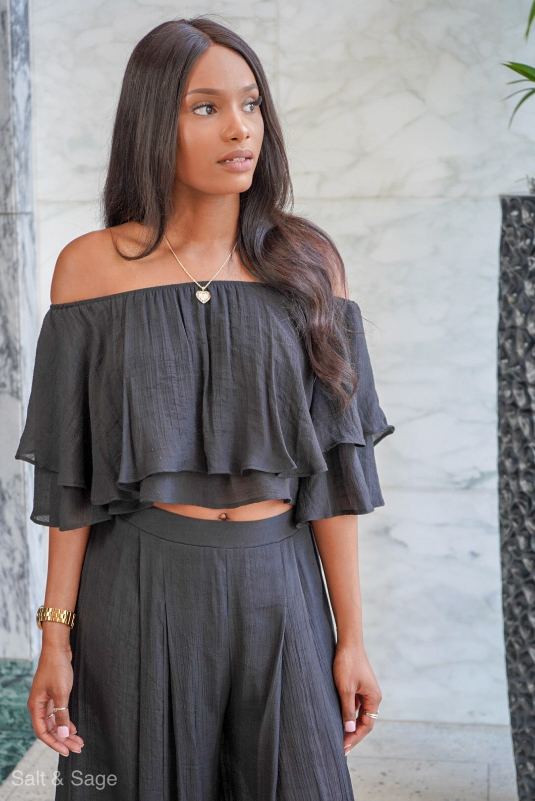 Breeze Off The Pond Set- Black