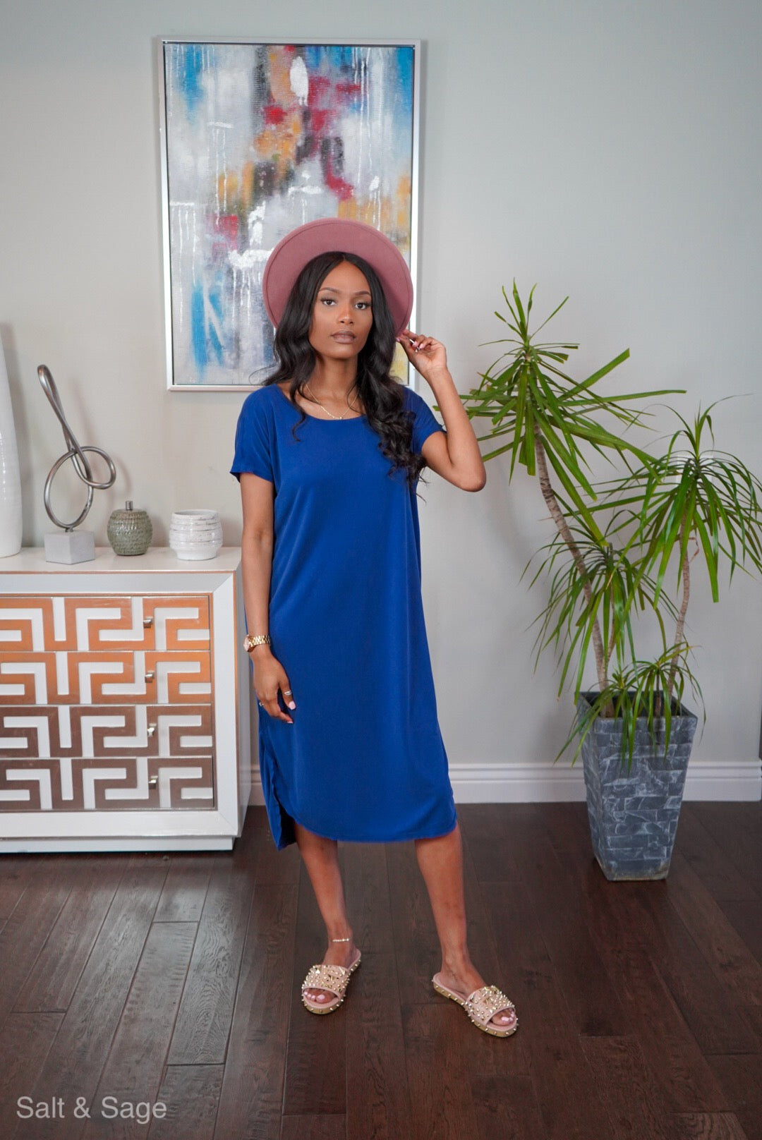 Honey Just Relax Dress- Snorkel Blue