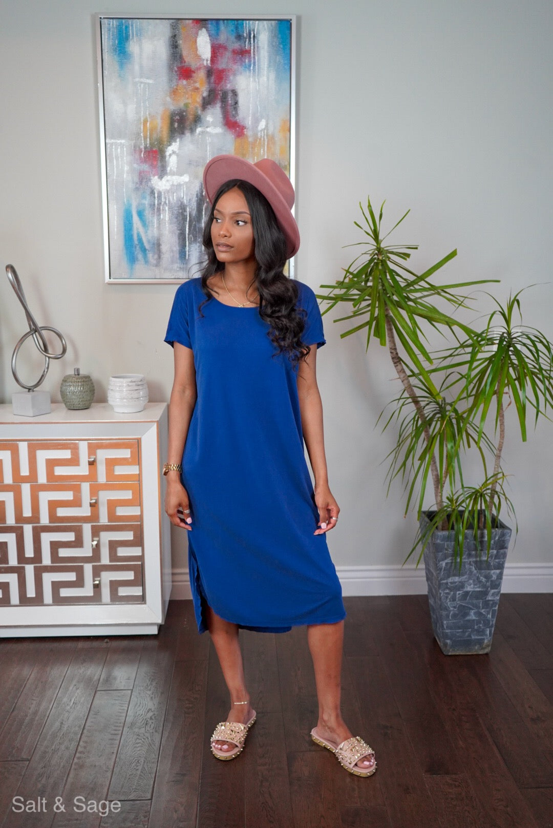 Honey Just Relax Dress- Snorkel Blue